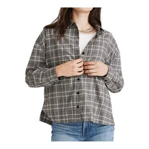 Madewell Women's Plaid Westlake Button Down Longsleeve Gray Black Shirt Size XS